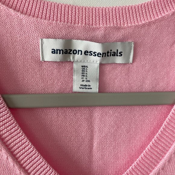 NWT Amazon Essentials Womens Pink V-Neck Classic Casual Pullover Sweater Size L - Picture 2 of 10